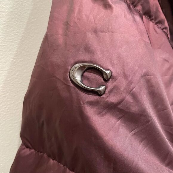 Coach Bordeaux Purple Long Puffer Coat - Size: Medium - Picture 8 of 13